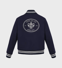 Load image into Gallery viewer, Eden Crest Wool Varsity Jacket - Navy
