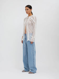 Floating Sheer Lapped Shirt - White