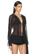 Load image into Gallery viewer, Floating Sheer Lapped Shirt - Black
