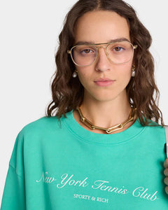 NY Tennis Club Cropped Crewneck - Caribbean