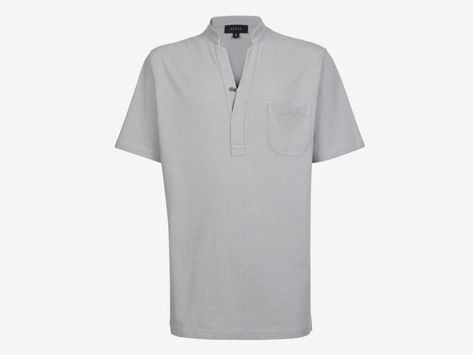 Fish Tail Short Cotton Shirt - Lead Grey