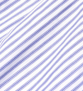 SRC Embroidered Button Down Shirt - White/Blue Stripe Dot