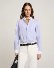 Load image into Gallery viewer, SRC Embroidered Button Down Shirt - White/Blue Stripe Dot
