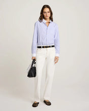 Load image into Gallery viewer, SRC Embroidered Button Down Shirt - White/Blue Stripe Dot
