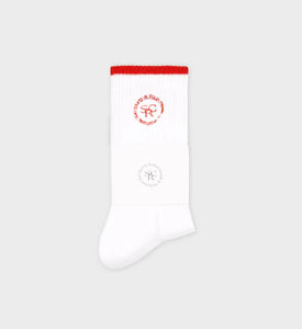 SRHWC Embroidered Socks White/Bright Red