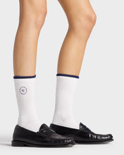 Load image into Gallery viewer, SRHWC Embroidered Socks White/Navy
