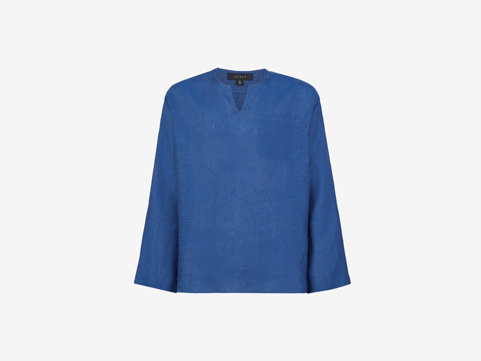 Camicia Blue Bar Linen Shirt - Bright Blue