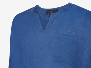 Camicia Blue Bar Linen Shirt - Bright Blue