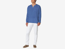 Load image into Gallery viewer, Camicia Blue Bar Linen Shirt - Bright Blue
