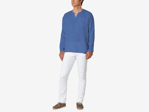 Camicia Blue Bar Linen Shirt - Bright Blue