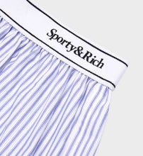 Load image into Gallery viewer, Serif Logo Boxer Shorts - White/Blue Stripe Dot
