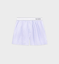 Load image into Gallery viewer, Serif Logo Boxer Shorts - White/Blue Stripe Dot
