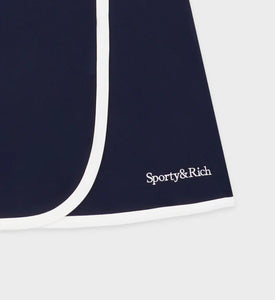 Serif Logo Embroidered Wrap - Skirt Navy