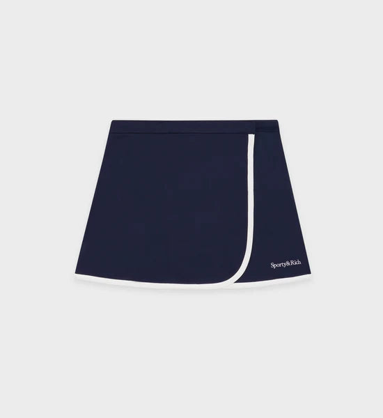 Serif Logo Embroidered Wrap - Skirt Navy