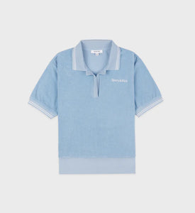 Serif Logo Terry Polo - Sky Blue/White