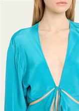 Load image into Gallery viewer, Triquetra Front Tie Shirt Dress - Lagoon
