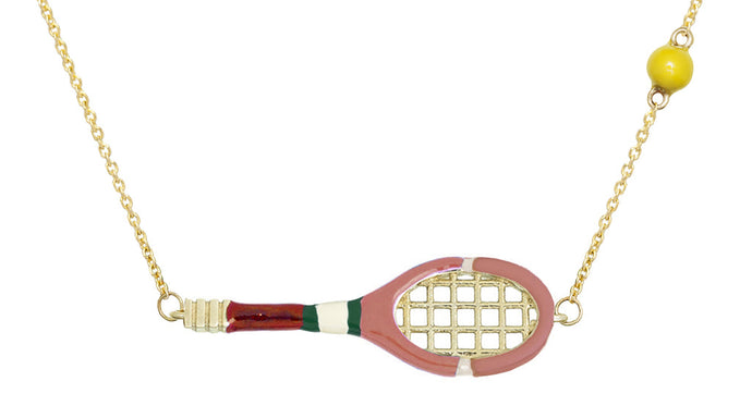 Tennis Pelota Enamel Necklace - Sand Pink