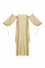 Load image into Gallery viewer, Kikab Long Cotton Dress with Belt and Leather Straps - Almond Milk
